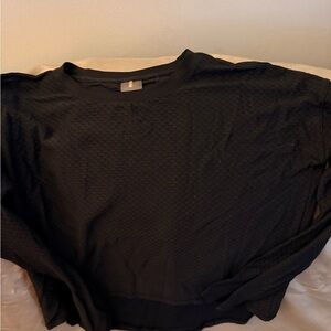 Black Textured Long Sleeve Top